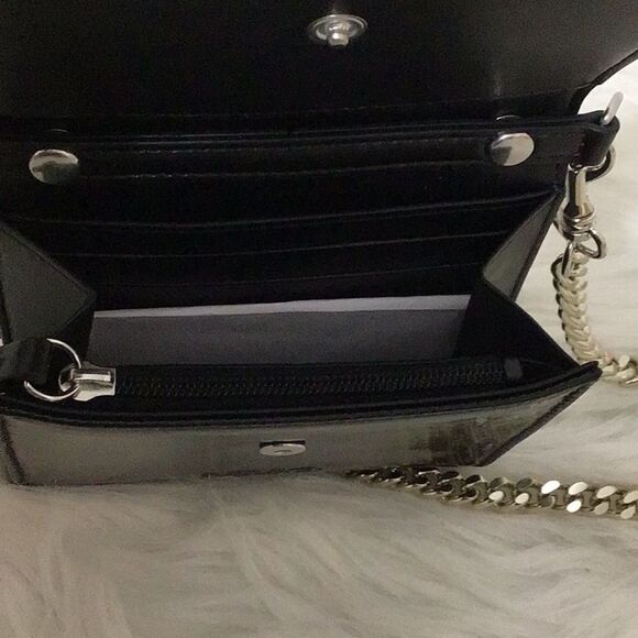 MM6 Maison Margiela Logo Black Folding Small Wallet On A Chain - Picture 16 of 16